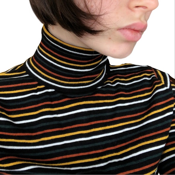 Twik Simons turtleneck sweater black, orange, white, green, stretch, extra small - Picture 4 of 6